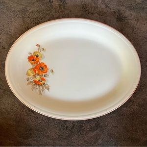 Edwin Knowles Semi Vitreous Oval Platter Floral Poppies Orange Trim